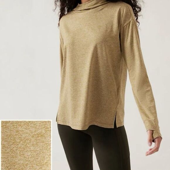 Athleta Uptempo II Sweatshirt Hoodies Small NEW with tags Green/Gold - Picture 1 of 16